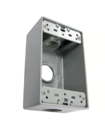 Caja Rectangular de Aluminio con 3 Orificios de 1/2"