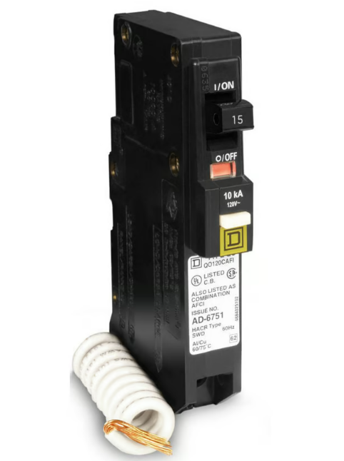 Interruptor Tipo QO con Protección Falla de Arco 1 Polo 15A