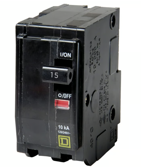 Interruptor QO 2 polos 15a con ventana