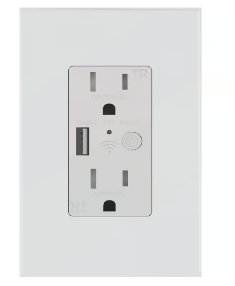 Contacto Duplex Smart Wifi con Salida USB Acabado Blanco