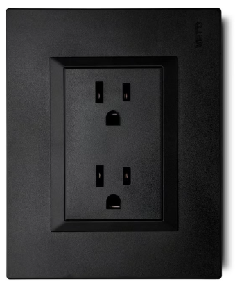 Contacto Doble Americano de 15 Amp Armado con Placa Decorativa Negro