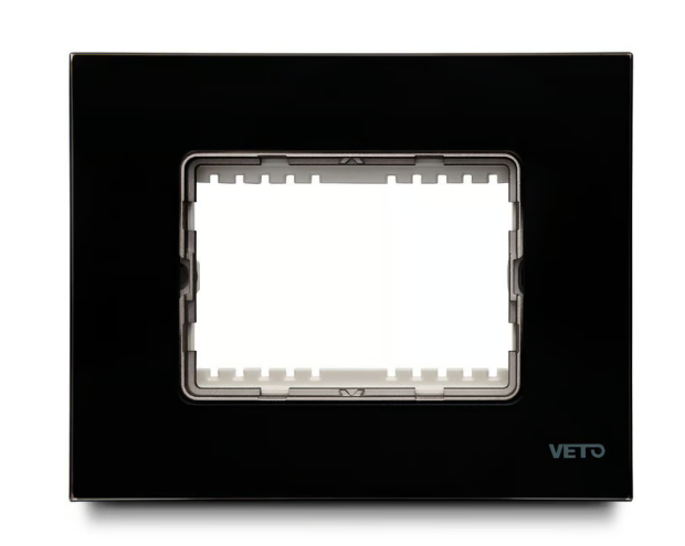 Placa Decorativa con Bastidor Metálico con Hueco de 72mm Vidrio Negro