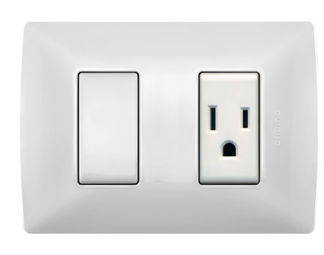 Placa Blanca Mérida 1 Int. Sencillo, 1 Toma protegida 2P+T y 1 FP