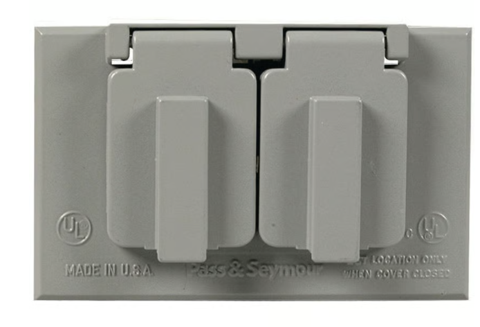 Tapa intemperie para toma dúplex gris