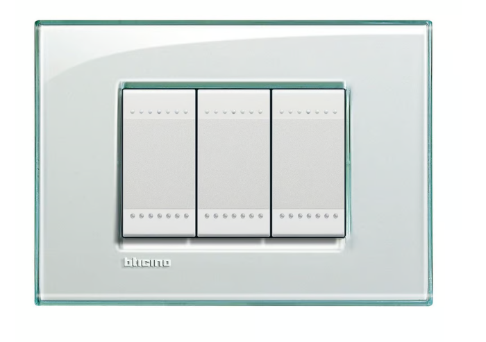 Placa rectangular aguamarina 3 módulos c/chasís