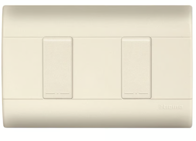 Placa color marfil c/2 interruptores sencillos