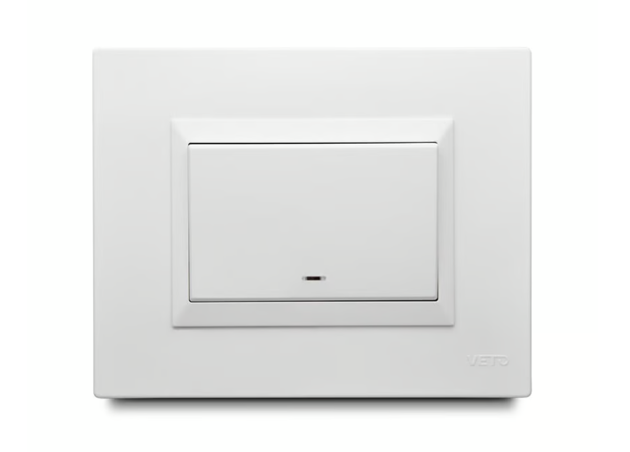 Apagador Esc. Simple 16 Amp con Luz Piloto + Placa Decorativa Blanco