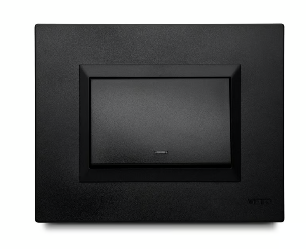 Apagador Esc. Simple 16 Amp con Luz Piloto + Placa Decorativa Negro