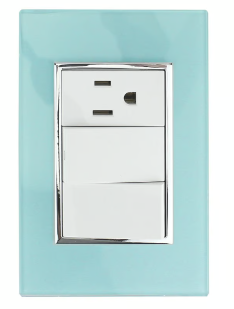 Placa Contacto y Apagador Doble Aqua