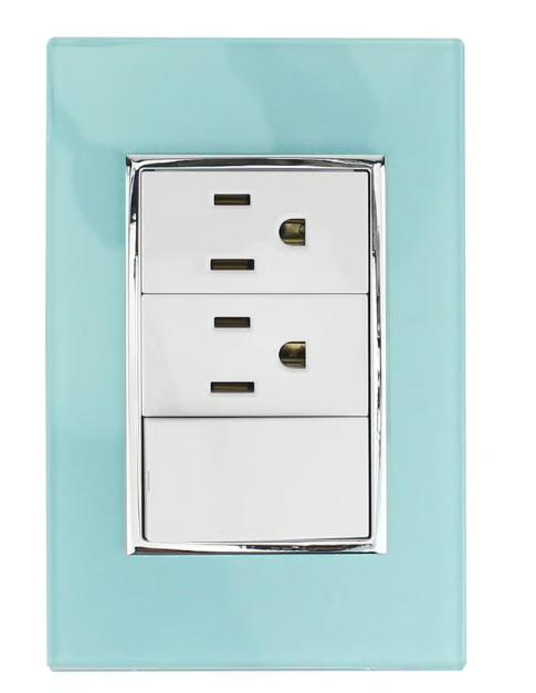 Placa Apagador y Contacto Doble Aqua