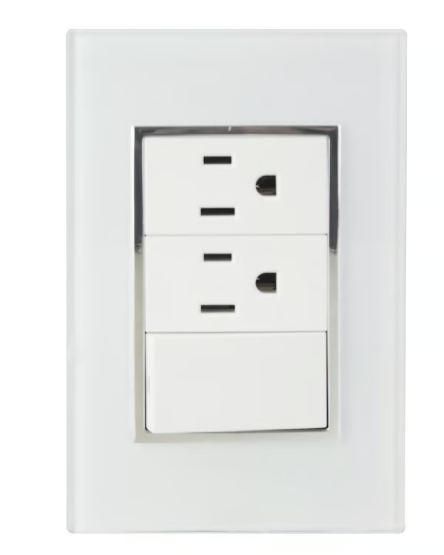 Placa Apagador y Contacto Doble Blanco