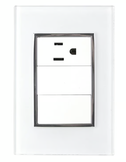 Placa Apagador Escalera y Contacto Blanco