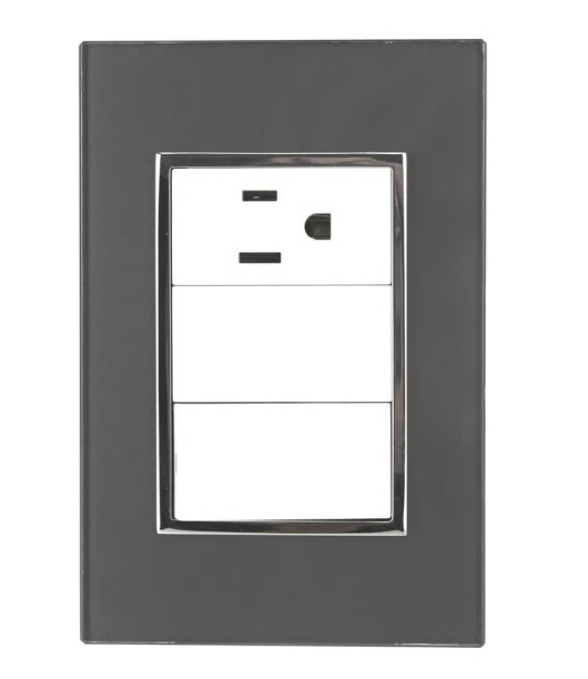 Placa Apagador Escalera y Contacto Humo