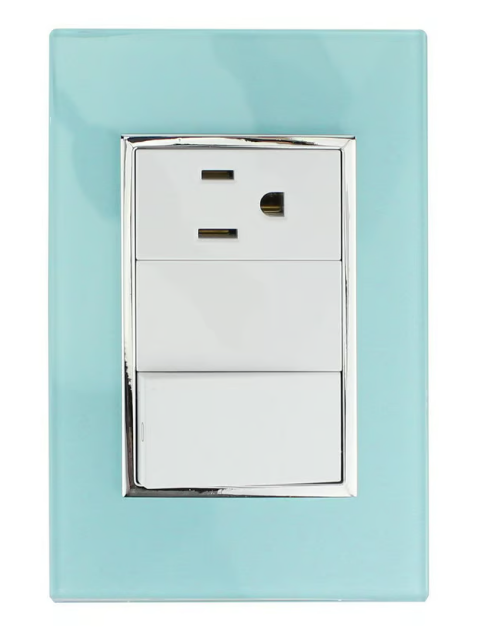 Placa Apagador Escalera y Contacto Aqua