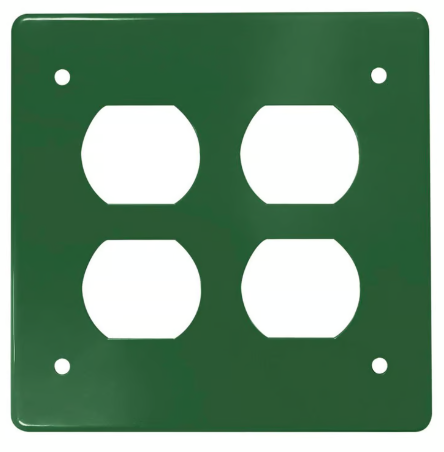 Tapa No Metálica Pesada Cuadrada para 2 Tomas Dobles Verde