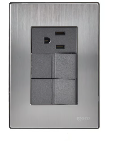 Placa Inox 2 Apagadores Y 1 Cont 1 Mod