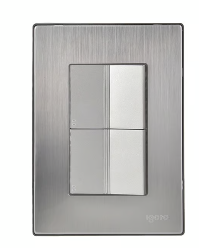 Placa Inox Con 2 Apagadores De Escalera
