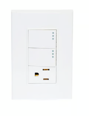 Placa Lugano 3 Módulos, 2 Apagadores , 1 contacto Blanco