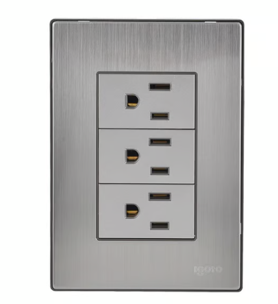 Placa Inox Con 3 Contactos De 1 Modulo