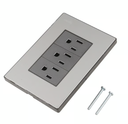 Placa Inox Con 3 Contactos De 1 Modulo
