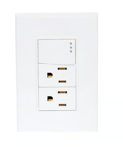 Placa Armada 3 Modulos +Apagador y 2 Contactos, Blanco Lugano