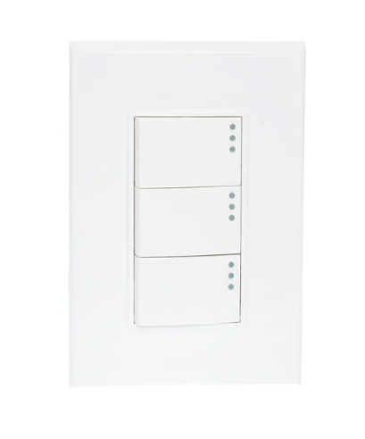 Placa Lugano 3 Módulos, 3 Apagadores 1.5, Blanco