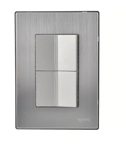 Placa Inox Con 2 Apagadores De 1.5 Mod