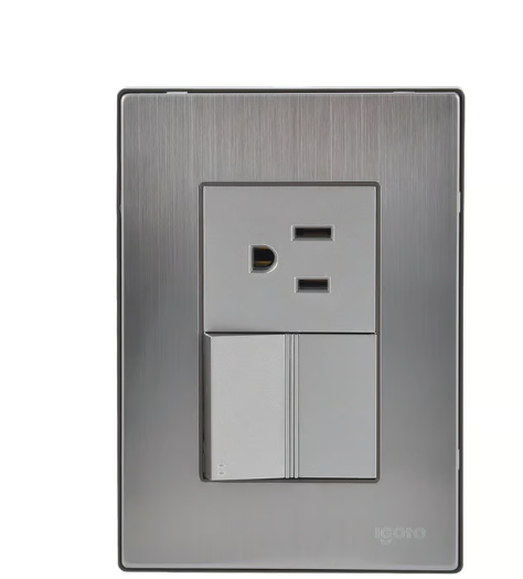 Placa Inox 1 Apagador Escalera Y 1 Cont