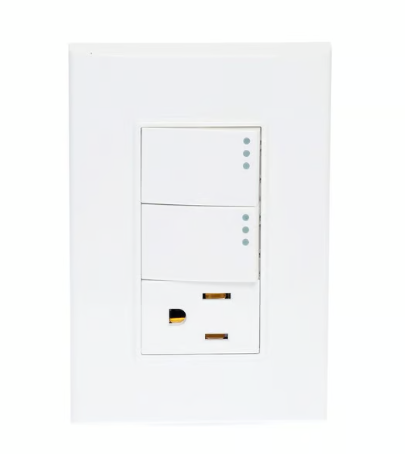 Placa Lugano 3 Módulos, 2 Apagadores , 1 contacto Blanco