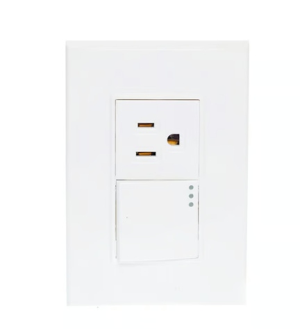 Placa Lugano 3 Módulos, 1 Apagador , 1 contacto 2P+T 1.5, Blanco