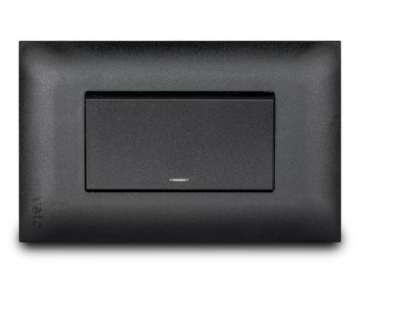 Apagador Esc. Simple 15 Amp con Luz Piloto + Placa Vive Negro