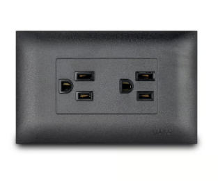 Contacto Doble Americano de 15 Amp Armado con Placa Vive, Negro