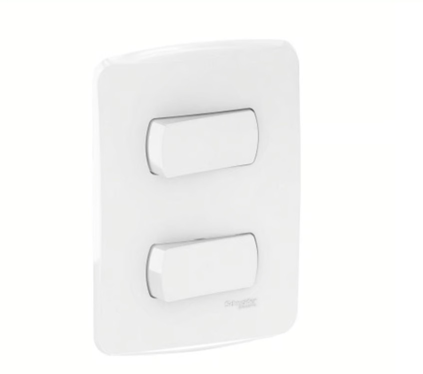 2 Interruptores sencillos 10A 127V~ , producto armado (incluye placa). Color Blanco