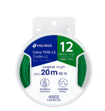 Carrete con 20 m de Cable THHW-LS 12 AWG Verde, Volteck