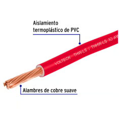 Carrete con 10 m de Cable THHW-LS 10 AWG Rojo, Volteck
