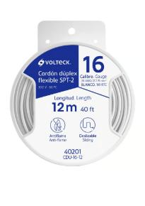 Carrete con 12 m Cordón Dúplex Flexible SPT 16 AWG, Volteck